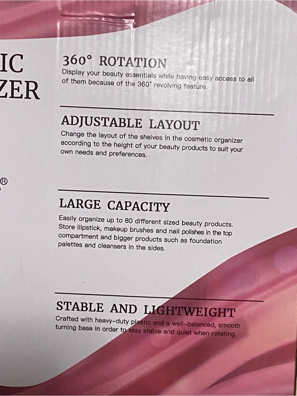 360° Rotation Makeup Organizer - White - Picture 2 of 7